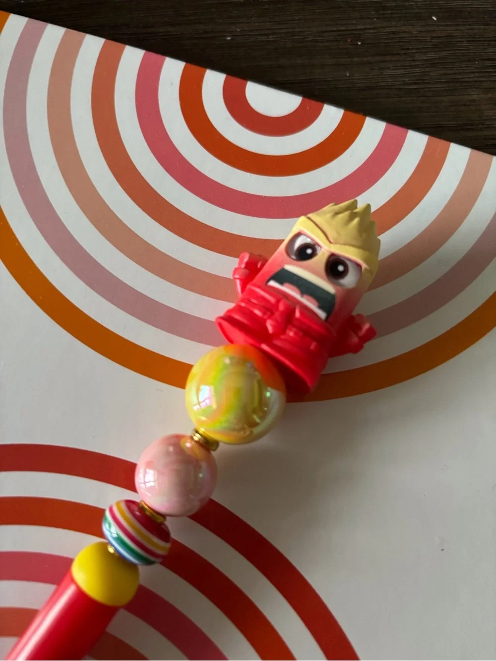 Disney Doorables: Inside Out: Anger Dual Color handmade beaded pen